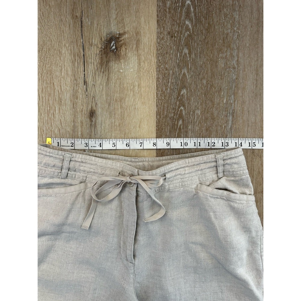 Creativity Linen Pants Womens M Beige Wide Leg Drawstring Coastal Minimal - Picture 4 of 6